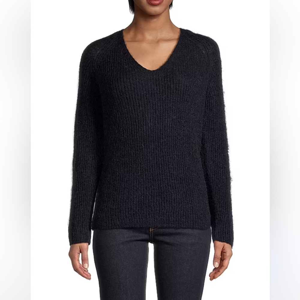 Max Mara || V-Neck Mohair Sweater Thin Knit Black Small